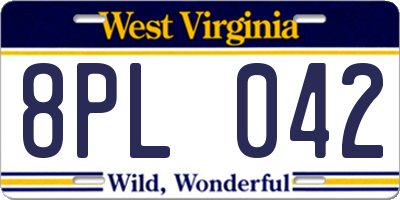 WV license plate 8PL042