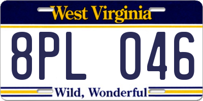 WV license plate 8PL046