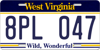 WV license plate 8PL047