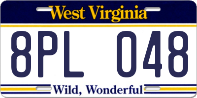 WV license plate 8PL048