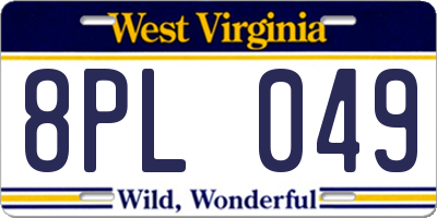 WV license plate 8PL049