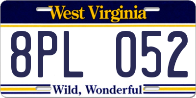 WV license plate 8PL052