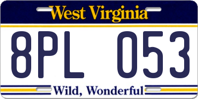 WV license plate 8PL053