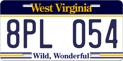 WV license plate 8PL054