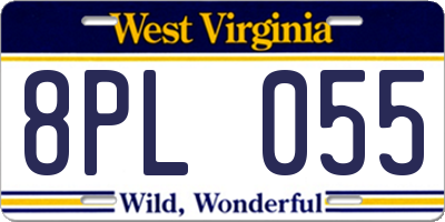 WV license plate 8PL055
