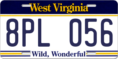 WV license plate 8PL056