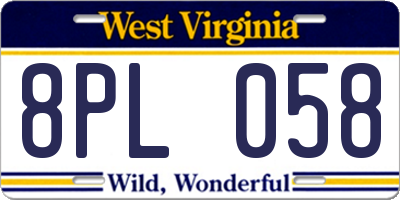 WV license plate 8PL058