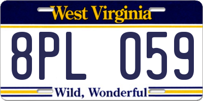 WV license plate 8PL059