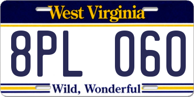 WV license plate 8PL060