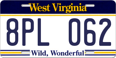 WV license plate 8PL062