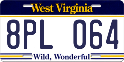 WV license plate 8PL064