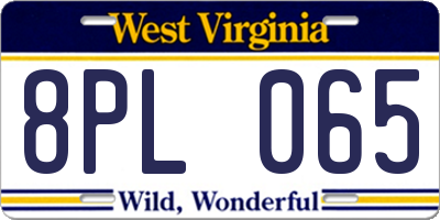 WV license plate 8PL065
