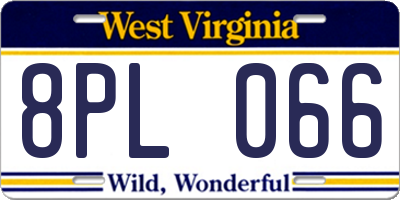WV license plate 8PL066