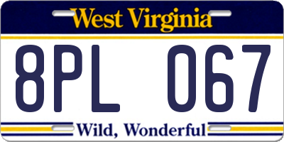 WV license plate 8PL067