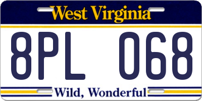 WV license plate 8PL068