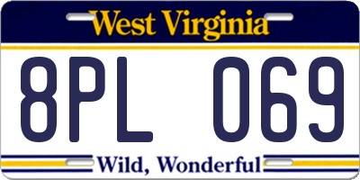 WV license plate 8PL069
