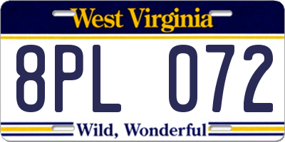 WV license plate 8PL072