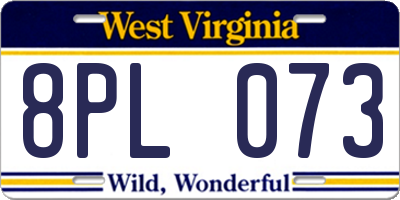 WV license plate 8PL073