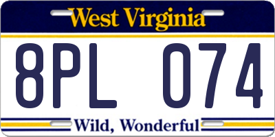 WV license plate 8PL074