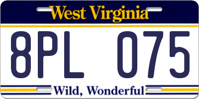 WV license plate 8PL075