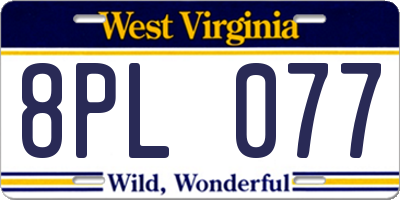 WV license plate 8PL077