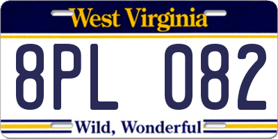 WV license plate 8PL082