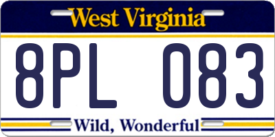 WV license plate 8PL083