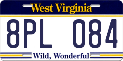 WV license plate 8PL084