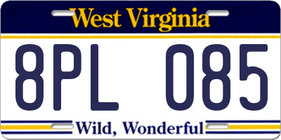 WV license plate 8PL085