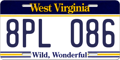 WV license plate 8PL086