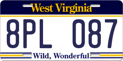WV license plate 8PL087