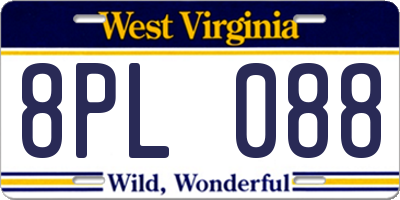 WV license plate 8PL088