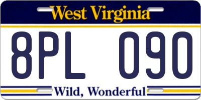 WV license plate 8PL090