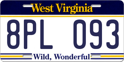 WV license plate 8PL093
