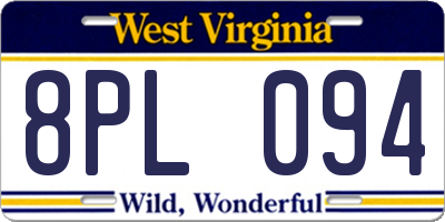 WV license plate 8PL094