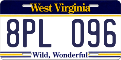 WV license plate 8PL096