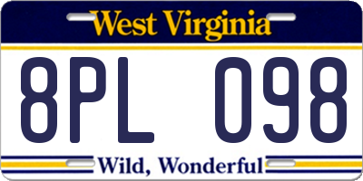 WV license plate 8PL098