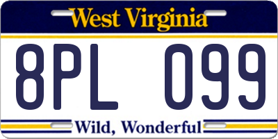 WV license plate 8PL099