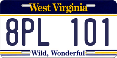 WV license plate 8PL101