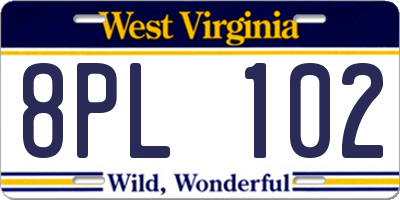 WV license plate 8PL102