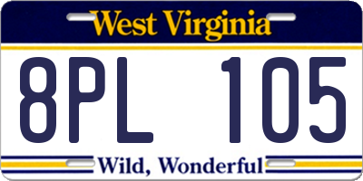 WV license plate 8PL105