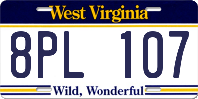 WV license plate 8PL107