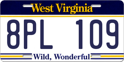 WV license plate 8PL109