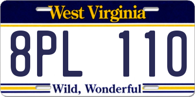WV license plate 8PL110