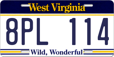 WV license plate 8PL114