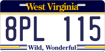 WV license plate 8PL115