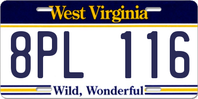 WV license plate 8PL116