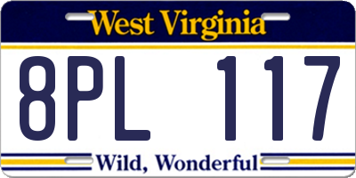 WV license plate 8PL117