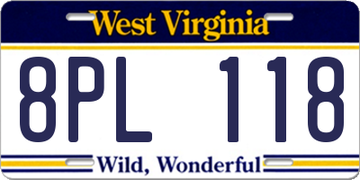 WV license plate 8PL118