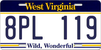 WV license plate 8PL119